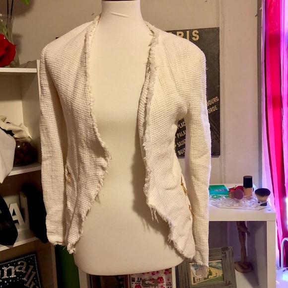 Zara Jackets & Blazers - ZARA FRAYED TWEED JACKET BLAZER
